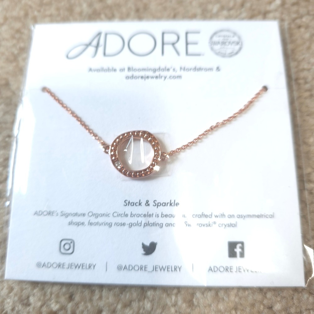 ADORE‎ Organic Circle Bracelet Womens OS Rose Gold Swarovski Crystal Sparkle New